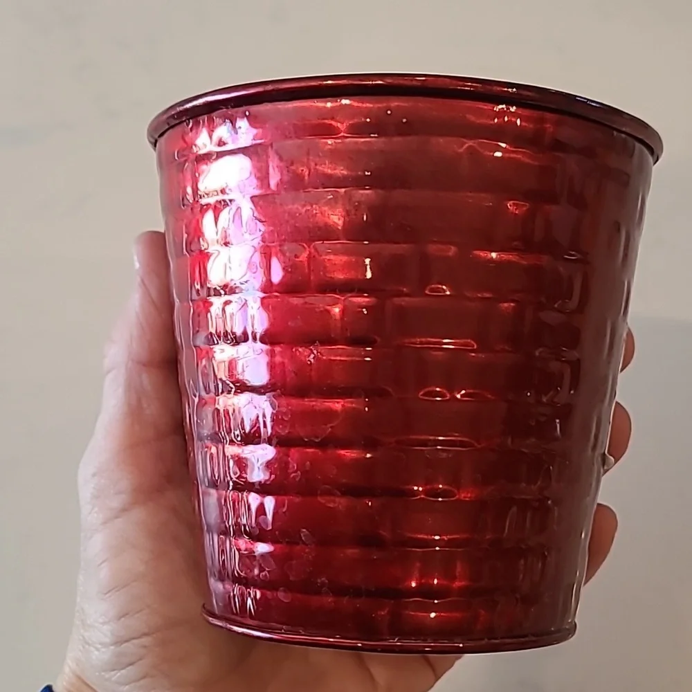 Free With Purchase Mini Red tin flower pot